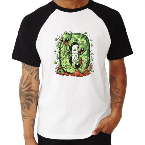 Camiseta Raglan Zumbi Alfabeto Letra O - Imagem 3
