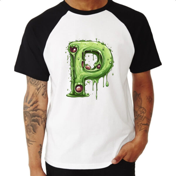 Camiseta Raglan Zumbi Alfabeto Letra P - Imagem 3