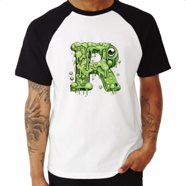 Camiseta Raglan Zumbi Alfabeto Letra R - Imagem 3