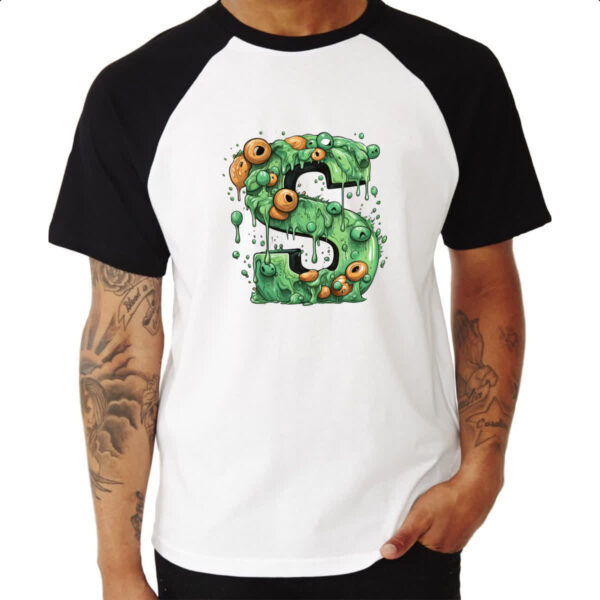 Camiseta Raglan Zumbi Alfabeto Letra S - Imagem 3