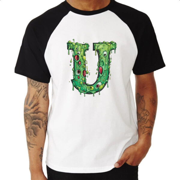 Camiseta Raglan Zumbi Alfabeto Letra U - Imagem 3
