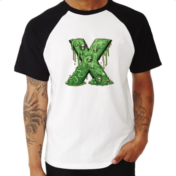 Camiseta Raglan Zumbi Alfabeto Letra X - Imagem 3