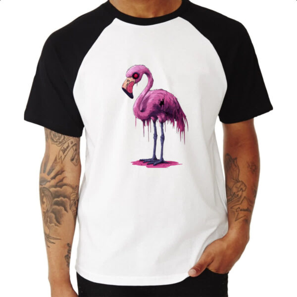 Camiseta Raglan Zumbi Flamingo - Imagem 3