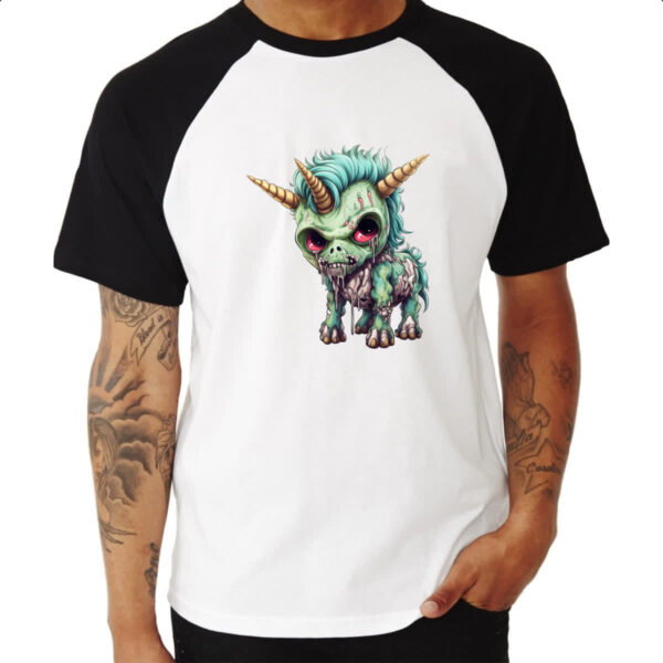 Camiseta Raglan Zumbi Unicornio - Imagem 3