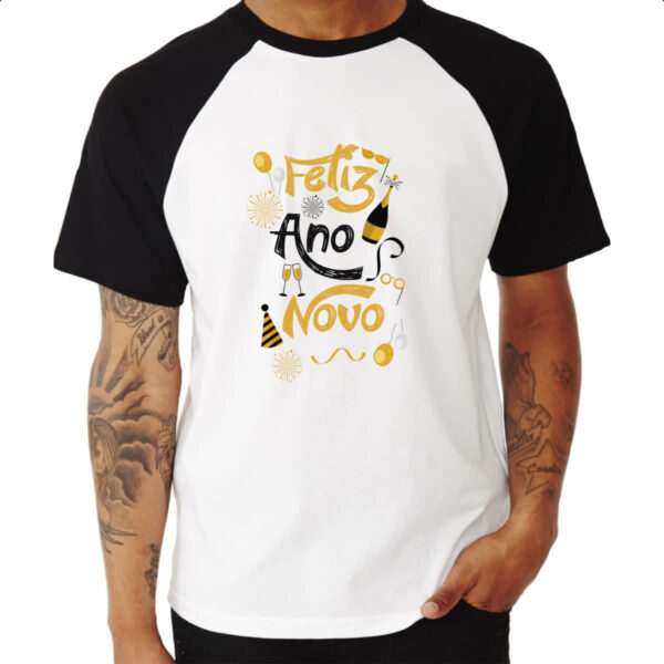 Camiseta Raglan Feliz ano novo elementos - Imagem 3