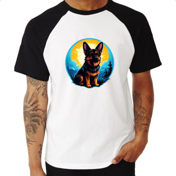 Camiseta Raglan Filhote pastor alemao sunset art - Imagem 3