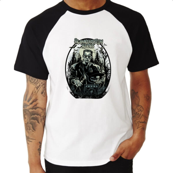 Camiseta Raglan Frankenstein Rocks - Imagem 3