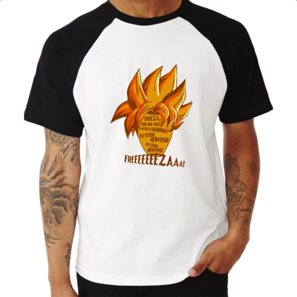 Camiseta Raglan Freeza voce matou o Kuririn eu estou nervoso - Imagem 3