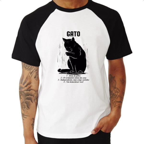 Camiseta Raglan Gato explicacao - Imagem 3