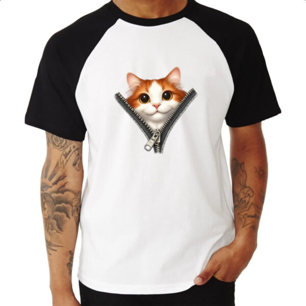 Camiseta Raglan Gato Turco van no ziper - Imagem 3