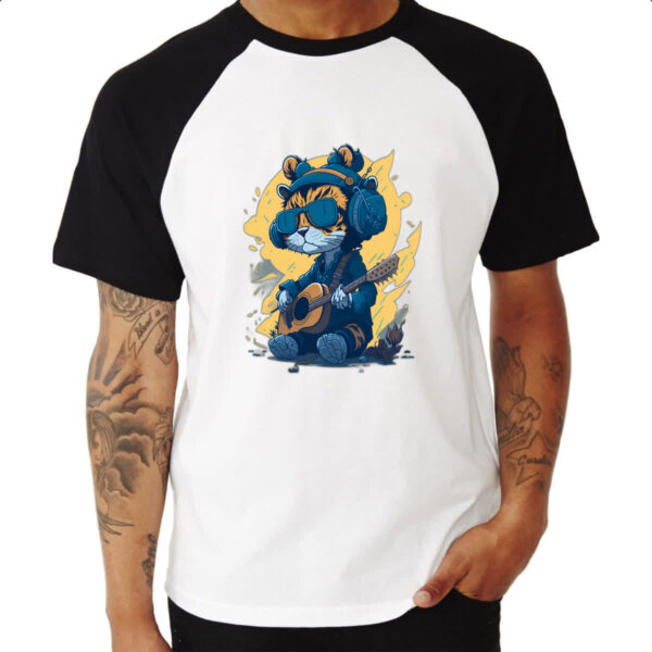 Camiseta Raglan Gato hippie - Imagem 3