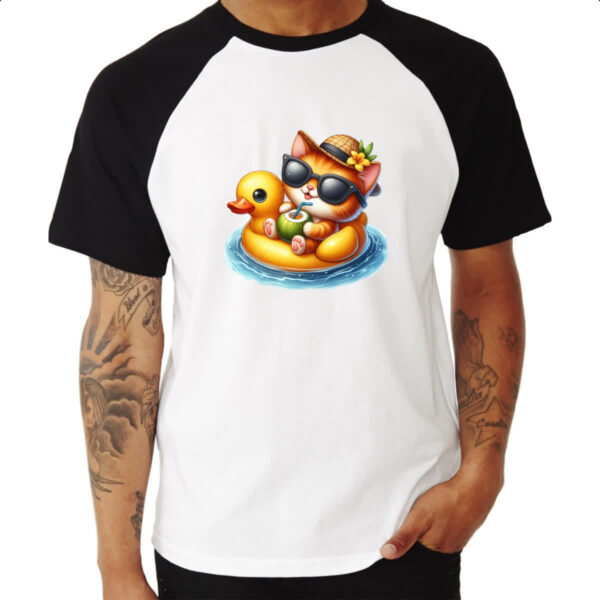 Camiseta Raglan Gato na boia - Imagem 3