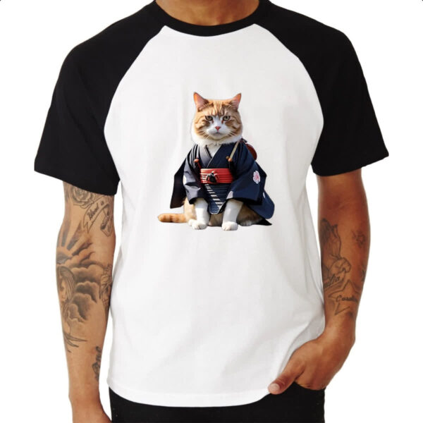 Camiseta Raglan Gato samurai - Imagem 3