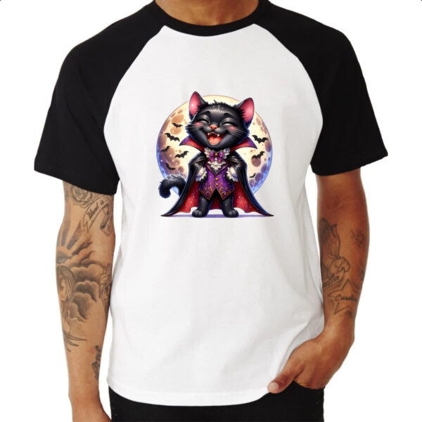 Camiseta Raglan Gato vampiro - Imagem 3