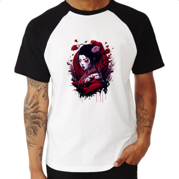 Camiseta Raglan Geisha dark magic splash - Imagem 3