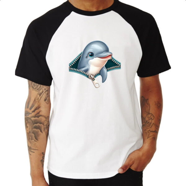 Camiseta Raglan Golfinho no ziper - Imagem 3