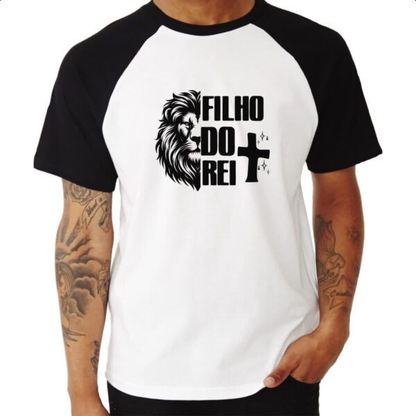 Camiseta Raglan Gospel Filho do rei Leao - Imagem 3