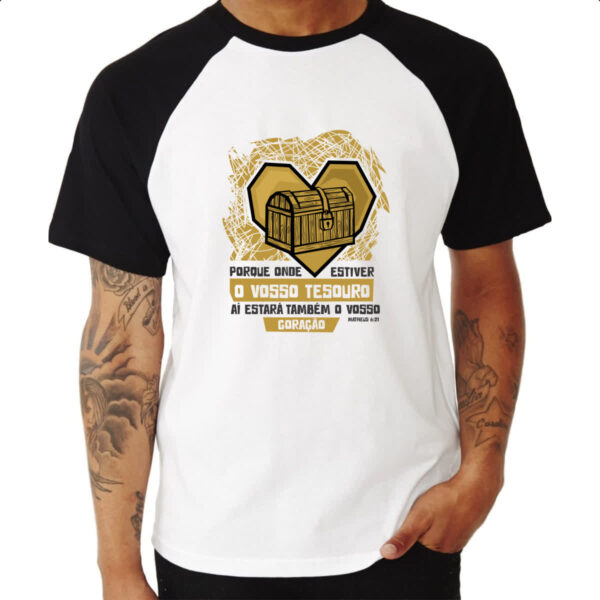 Camiseta Raglan Gospel Matheus 6.21 - Imagem 3