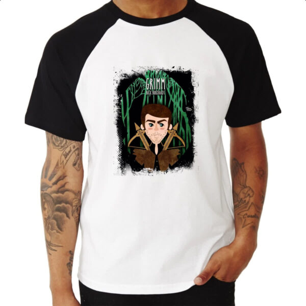 Camiseta Raglan Grimm Nick Burkhardt Arte - Imagem 3