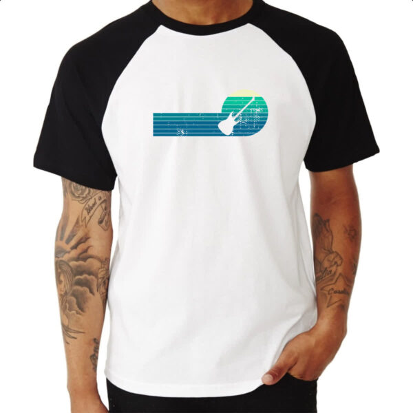 Camiseta Raglan Guitarra Espiral Sunset Art - Imagem 3