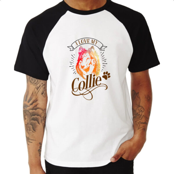Camiseta Raglan I love my Collie - Imagem 3