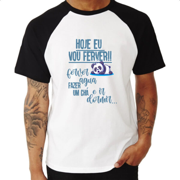 Camiseta Raglan Ironico fever agua fazer cha e dormir - Imagem 3