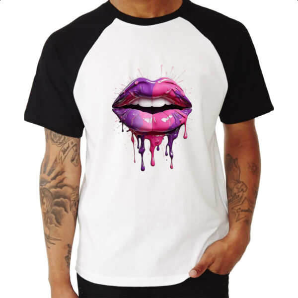 Camiseta Raglan Labios pink e purpura derretendo - Imagem 3