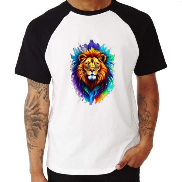 Camiseta Raglan Leao de Juda Watercorlor Splash - Imagem 3