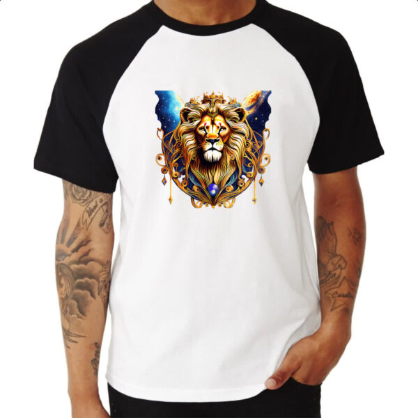 Camiseta Raglan Leao de juda coroado no universo - Imagem 3