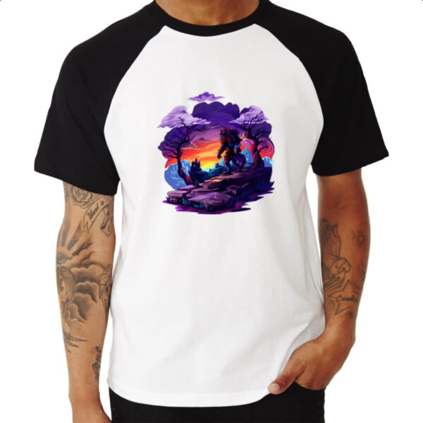 Camiseta Raglan Leao guerreiro noturno - Imagem 3