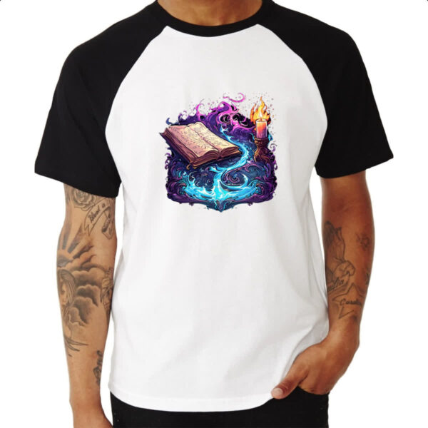 Camiseta Raglan Livro magia em acao - Imagem 3