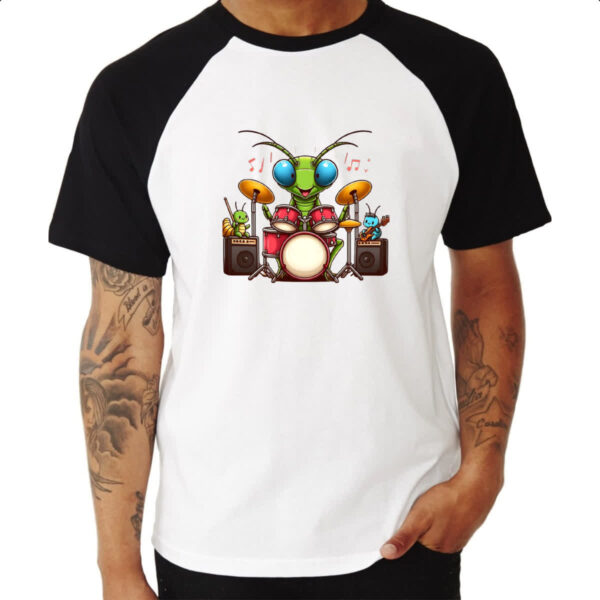 Camiseta Raglan Louva Deus Baterista - Imagem 3