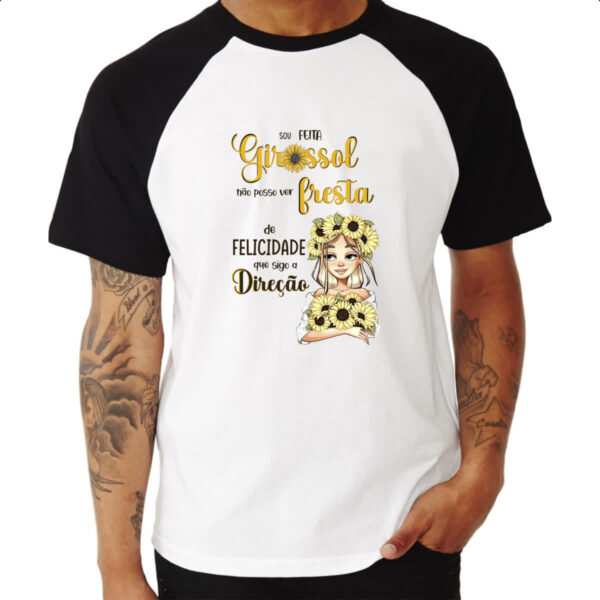 Camiseta Raglan Mulher feita girassol felicidade - Imagem 3