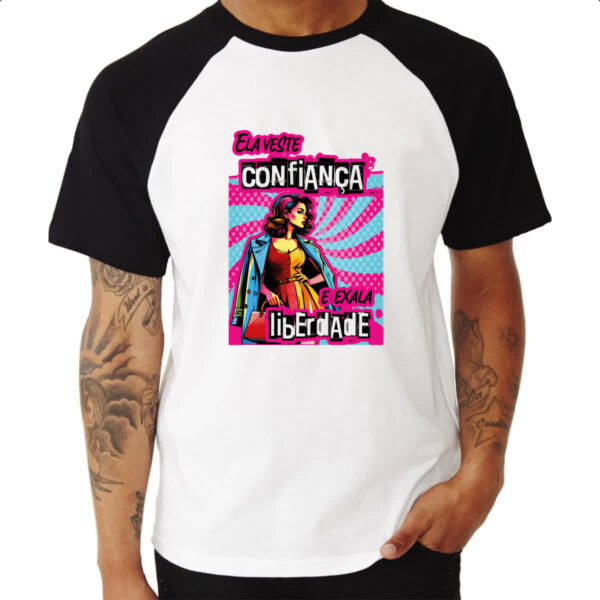 Camiseta Raglan Mulher veste e exala - Imagem 3