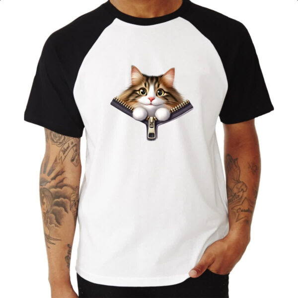 Camiseta Raglan Maine Coon no ziper - Imagem 3