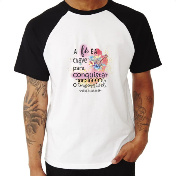 Camiseta Raglan A fe e a chave - Imagem 3