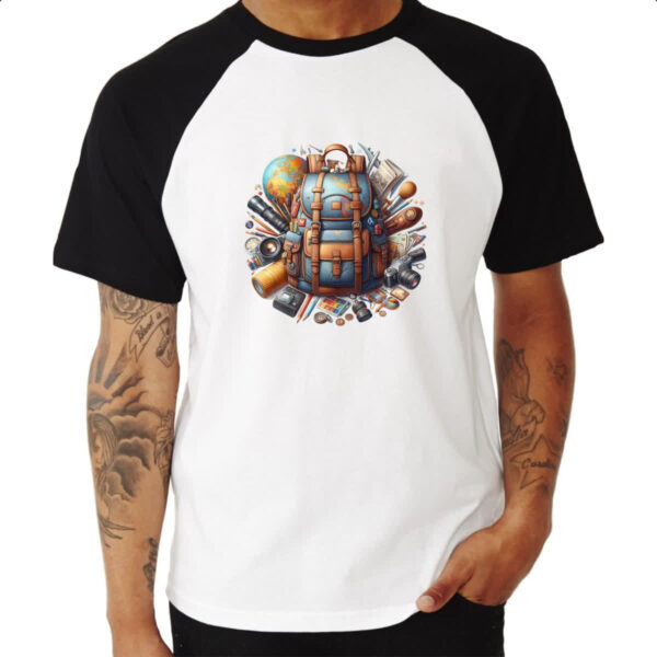 Camiseta Raglan Mochila viagem ao mundo - Imagem 3