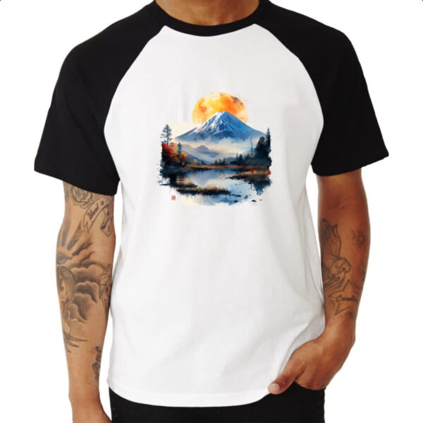 Camiseta Raglan Monte Fugi watercolor - Imagem 3