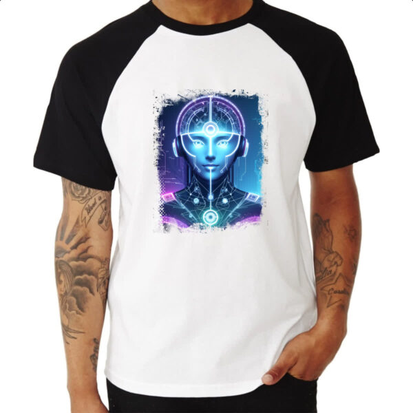 Camiseta Raglan Mulher Cerebro IA - Imagem 3