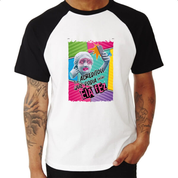 Camiseta Raglan Mulher acreditou e fez - Imagem 3