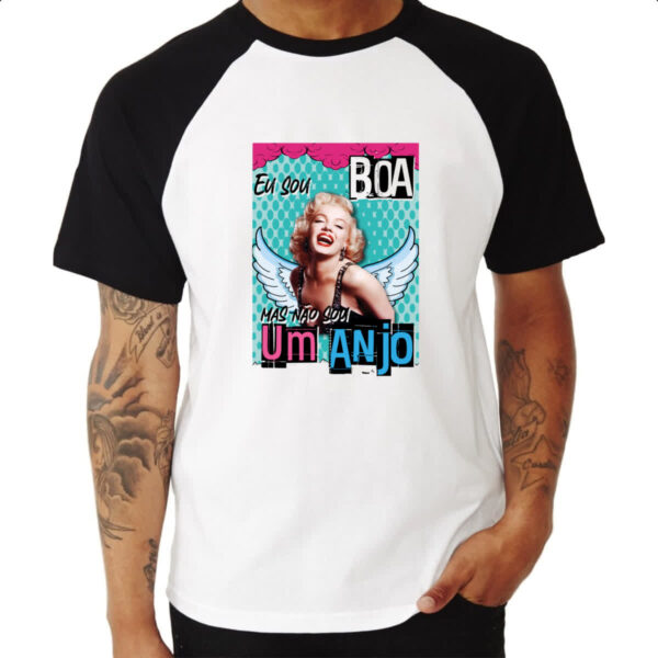 Camiseta Raglan Mulher boa mas nao anjo - Imagem 3