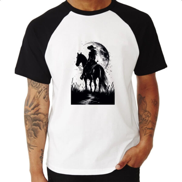 Camiseta Raglan Mulher cowgirl sunset PB - Imagem 3