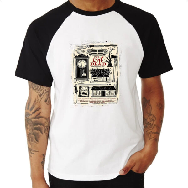 Camiseta Raglan Nostalgia A morte do Demonio Elementos - Imagem 3