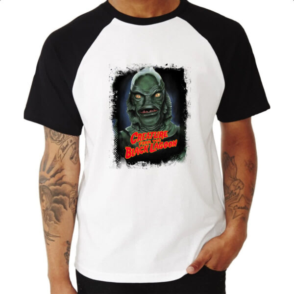 Camiseta Raglan Nostalgia Criatura do Lago Negro - Imagem 3