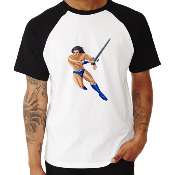 Camiseta Raglan Nostalgia Golden Axe Ax Battler - Imagem 3