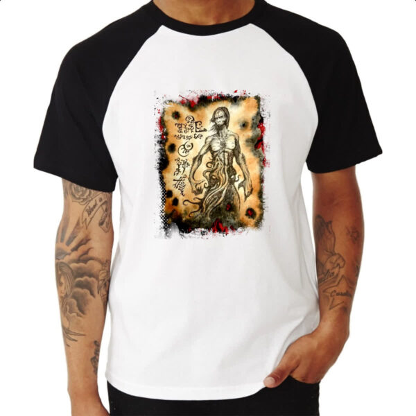 Camiseta Raglan Necronomicon Fragmento Cthulhu Larp - Imagem 3