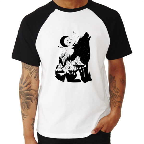Camiseta Raglan Night Wolf - Imagem 3