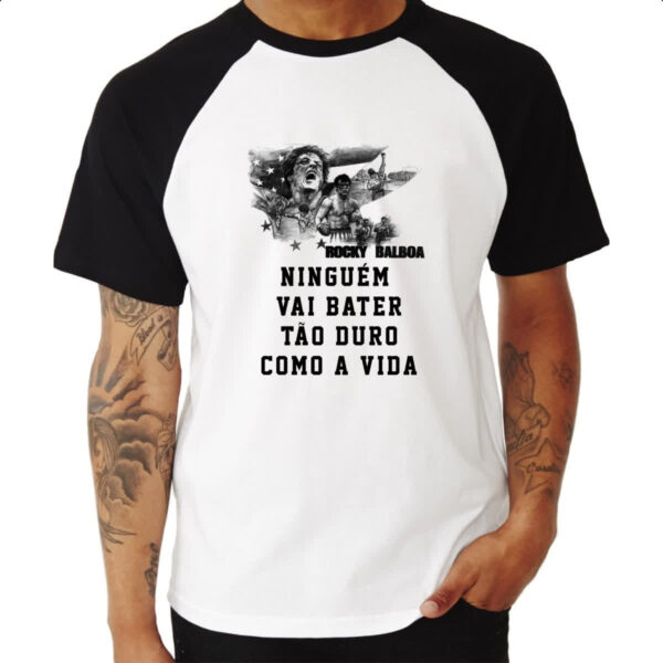 Camiseta Raglan Ninguem vai bater tao duro como a vida - Imagem 3