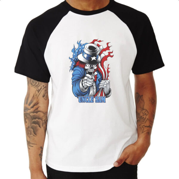 Camiseta Raglan Uncle Sam Skull - Imagem 3
