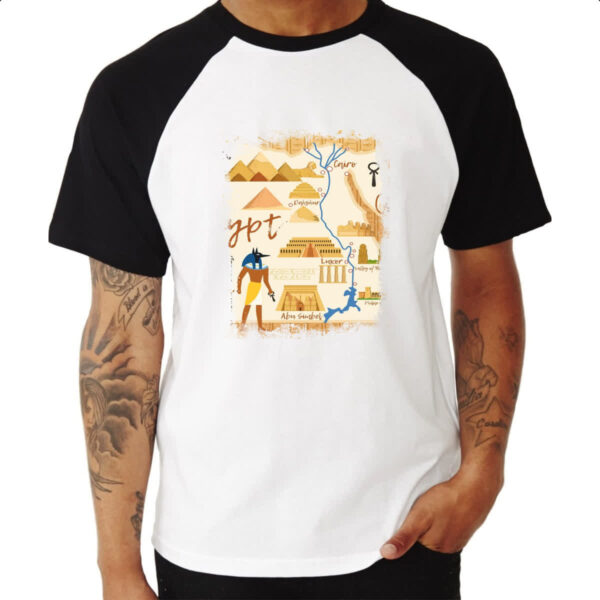 Camiseta Raglan Anubis Mapa do Egito - Imagem 3